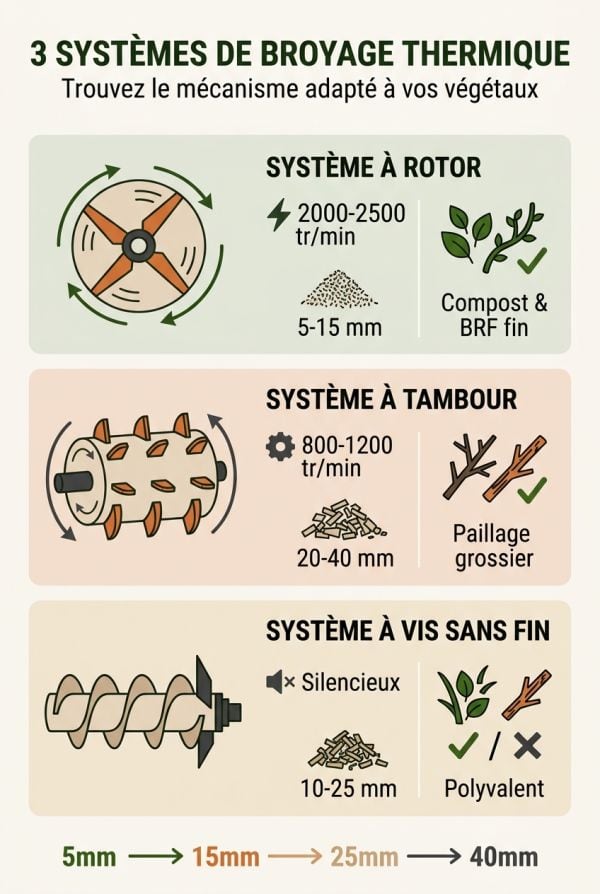 Les trois systèmes de coupe des broyeurs thermiques