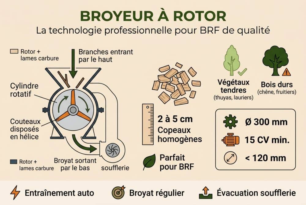 Technologie à rotor : précision et qualité du broyat pour valorisation BRF
