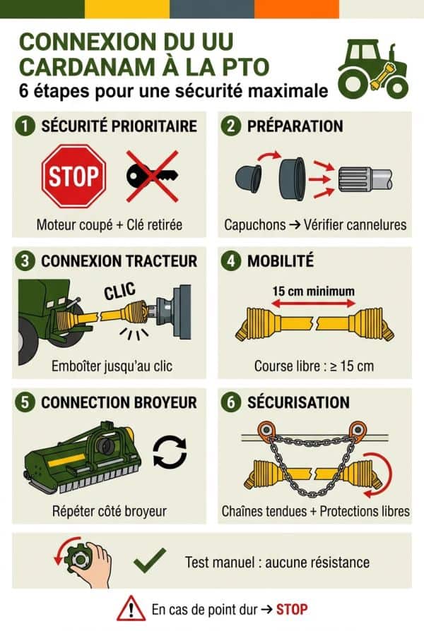 Connecter le cardan à la prise de force