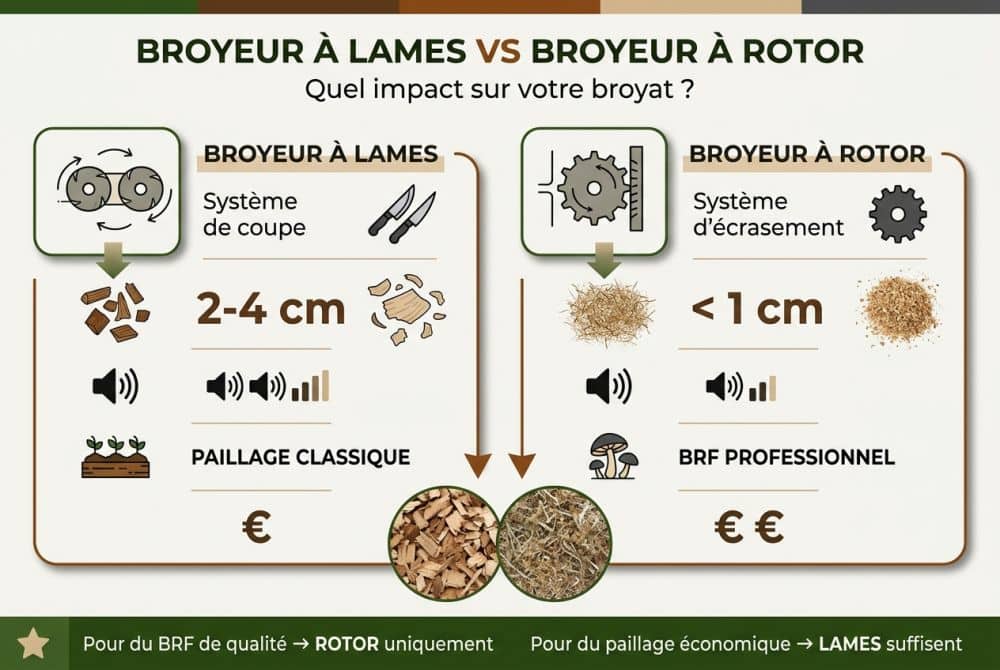 Broyeur à lames vs broyeur à rotor : impacts sur la qualité du broyat
