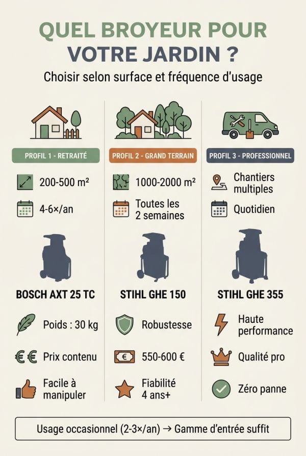 Recommandations selon taille de jardin et intensité d'usage